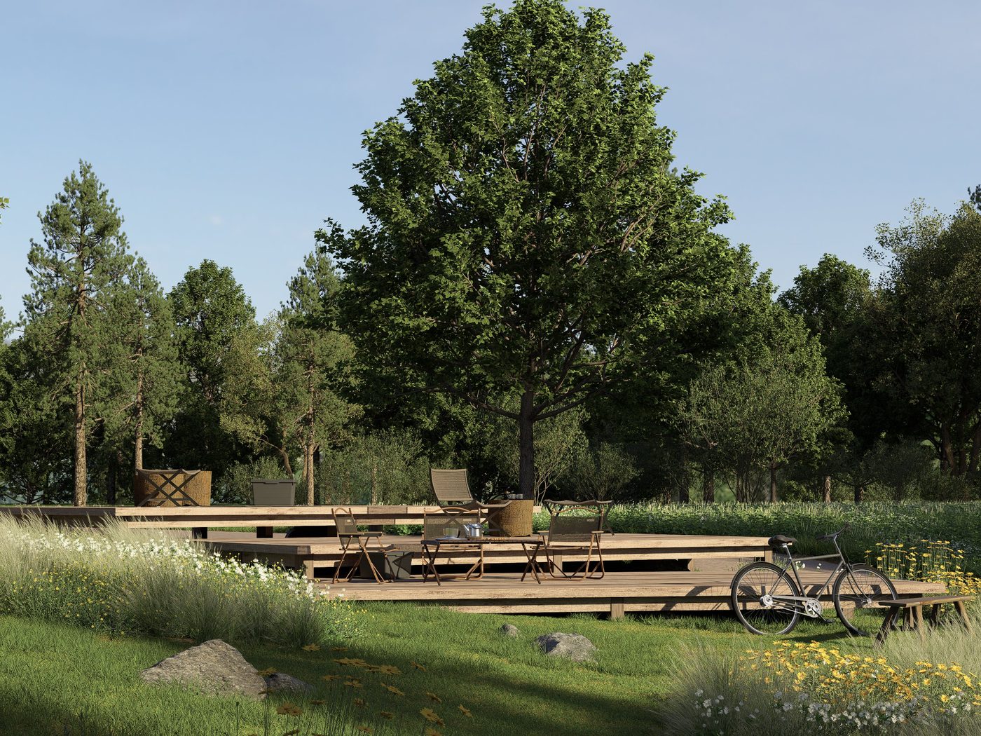 Camping Groenpark omgeving met deck